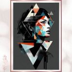 Geometrik Kadın Portresi Tablosu - Modern Zihin Sanatı Pleksi Dekor