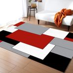 Geometrik Kilim Kırmızı Siyah Beyaz Gri - Kaymaz Çocuk Halısı Düzensiz Mozaik Baskı Oturma Odası Yatak Odası ve Kanepe için 50x80 cm İç Mekan Ev Dekoru Zemin Paspası
