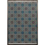 Geometrik Mavi Pamuk Dikdörtgen Pamuk Makinada Yıkanabilir Kaymaz Taban Dijital Makine Baskı Salon Halı-I-F_Summit-903-120x300