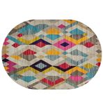 Geometrik Oval Parça Halı 160 x 200 cm - Oturma Odası Yemek Odası Ofis Koridor Mutfak Otel ve Restoran Dekoru için Renkli Zemin Koruyucu