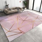 Geometrik Pembe Çizgili Oturma Odası Halısı Kaymaz ve Yıkanabilir İskandinav Tarzı Soyut Gradyan Tasarım Kız Çocuk Yatak Odası Fuaye Banyo Çift Odası için İdeal 120 x 170 cm