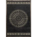Geometrik Siyah Pamuk Dikdörtgen Pamuk Makinada Yıkanabilir Kaymaz Taban Dijital Makine Baskı Salon Halı-I-F_Antique-2001-80x300
