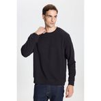 George Henry 3 Iplik Sıcak Tutan Pamuklu Standart Fit Normal Kesim Bisiklet Yaka Erkek Siyah Sweatshirt