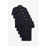 George Henry 5'li Çekmeyen Pamuklu Kumaş Kıvrılmaz Polo Yaka Slim Fit Dar Kesim Erkek Siyah-siyah Tişört Paketi