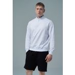 George Phoenix Daily Core - Beyaz Yarım Fermuarlı Pamuklu Erkek Oversize Sweatshirt