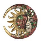 George S. Chen Imports Duvar levhası, motif: Ay ve güneş, mozaik, kırmızı