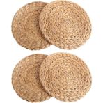 Gep Store 4'lü Hasır Amerikan Servis Örme Bambu Supla - 35 x 35 cm - Açık Kahverengi