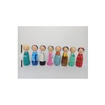 Gepetto Nine Meslek Seti – 8'li Kadın Pegdoll, Eğitici Ve Sağlıklı Oyuncak Peg Bebekler