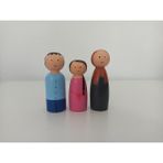 Gepettonine 3 Kişilik Peg Bebek Ailesi - Anne, Baba ve Kız Çocuk Pegdoll
