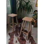 Geppetto Home Ahşap Kare Bar Tabure Sandalye - Çok Renkli