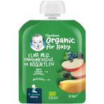 Gerber 90 gr 7 li Organik Elma Muz Yabanmersini ve Böğürtlen Püresi