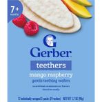 Gerber Mango Raspberry Teethers/ Mango Frambuazlı Bebekler Için Atıştırmalık Bisküvi - 48 gr