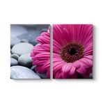Gerbera & Taşlar Tablosu 83 x 55-2 Parçalı
