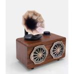 Gerçek Ahşap Gramofon Görünümlü Bluetooth Hoparlör & Nostaljik Radyo