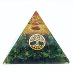 Gerçek değerli taşlı orgonit piramit, şifalı taşlarla enerji uyumu, bakır spiral, hayat ağacı, enerji koruması, şans uyumu (yeşil yıldız taşı yeşili)