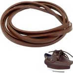 Gerçek Deri Bağcık 150 cm-1 Adet, Nubuk Timberland Dexter vb. Ayakkabılara Uyumlu Loafer ve Makosen Ayakkabılar için Uygun 3x2 mm Kalınlıkta Hakiki Deri Ayakkabı Bağcığı (Kahve)