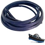Gerçek Deri Bağcık 150 cm-1 Adet, Nubuk Timberland Dexter vb. Ayakkabılara Uyumlu Loafer ve Makosen Ayakkabılar için Uygun 3x2 mm Kalınlıkta Hakiki Deri Ayakkabı Bağcığı (Lacivert)