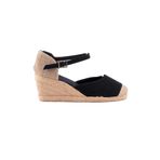 Gerçek Elişi Burnu Hasır Dolgu Topuk Siyah Keten Hasır Espadril Handmade Siyah 44