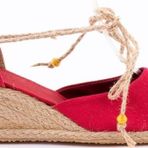 Gerçek Elişi Kırmızı Hasır El Işi Kadın Keten Günlük Sandalet Handmade