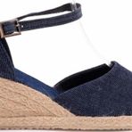 Gerçek Elişi Mavi Hasır El Işi Kadın Keten Günlük Sandalet Handmade