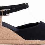 Gerçek Elişi Siyah Hasır El Işi Kadın Keten Günlük Sandalet Handmade