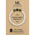 Gerçek İnci Gerçek Zümrüt Bileklik Mk.7000.827- Rahatlık-Dinginlik-Enerji- Stres Bilekliği