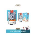 Gerçek Tavuk Fileto Jerky Strips Yumuşak 80 gr & Lickable Cream Somonlu 10x16 gr Kedi Ödül Mam