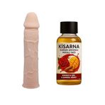 Gerçekçi Et Dokusunda 18 cm Uzunluğunda Dolgulu 5 cm Uzatmalı Melez Realistik Penis Kılıfı