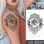 Gerçekci Geçici Mandala Gül Dövme Tattoo - Siyah