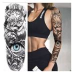 Gerçekci Göz Ve Gül Detaylı Kol Geçici Dövme Tattoo