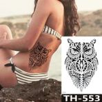 Gerçekci Maori Desenli Baykuş Geçici Dövme Tattoo
