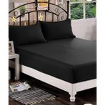 Gercella Cotton (Pamuk) 120 x 200+30 cm Fitted (Lastikli) Tek Kişilik Siyah Çarşaf Bed Sheet - 120X200+30CM