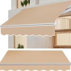 Geri Çekilebilir Tente Gölge Kumaş Değiştirmeleri, Güneşlik Kanopi Kanvas, Dış Mekan Güverte Bahçe Tentesi için 280 gsm Polyester Gölgelik Örtüsü (Boyut: 12x8 ft, Renk: Bej), 25x10ft
