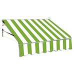 Geri Çekilebilir Tente Kanvas Değiştirmeler, Dış Mekan Veranda Tenteleri Kumaş 19,7x5FT / 600x150CM, Yeşil Beyaz Çizgili Desenli Güneşlik Barınak Bezi, Suya Dayanıklı Kumaş Değiştirme (Geri