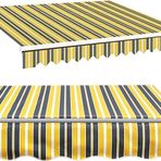 Geri Çekilebilir Tente Üstü Yedek Kumaş (Çerçevesiz) Dış Mekan Güneşlik Barınağı Gölgelik Örtüsü Avlu Güverte Balkon için Su Geçirmez Polyester (Sarı Çizgili, 3 x 2 m)