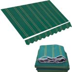 Geri Çekilebilir Tente Üstü Yedek Kumaş (Çerçevesiz) Dış Mekan Güneşlik Barınağı Gölgelik Örtüsü Avlu Güverte Balkon için Su Geçirmez Polyester (Yeşil Çizgili, 4 x 3 m)