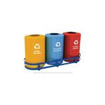 Geri Dönüşüm 3’lü Yuvarlak Çöp Kovası Renkli