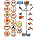 German 15 Parça Full Set Hitec F980 Seri Benzinli Yan Tipi Tırpan Ot Çim Çalı Biçme Yüksek Performans