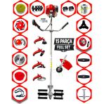 German Torq Stil 15 Parça Full Set Benzinli Yan Tipi Tırpan Ot Çim Çalı Biçme Yüksek Performans