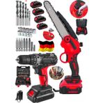 Germany Steel 950F 4 Akülü Otomatik Yağlamalı Odun Dal Budama Testeresi Darbeli Matkap 24 Parça