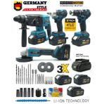 Germany Style Akülü Ultra 4lü Set Makina 125mm Avuç Taşlama, Sds Plus Kırıcı Delici Hilti, Somun Sık