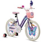 Geroni Butterfly Kız Çocuk Bisikleti 20 inç Vitessiz V Fren Metalik Eflatun-Pembe/Mavi