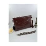Ges Shop Kadın Zincir Askılı Rugan Deri Clutch Çanta - 0-Kahverengi