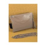Ges Shop Kadın Zincir Askılı Rugan Deri Clutch Çanta - 7520-Vizon