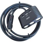 Geseus Araç Çakmak Uzatma Kablosu Çakmaklık Çoklayıcı USB, Type-C çıkışlı 12 Volt 10 Amper 120 WAT 2 X1,5mm TTR Bakır 2 Mt-Siy