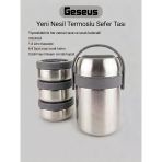 Geseus Çelik Yemek Termosu Sefer Tası 3 Bölmeli İç Dış Çelik