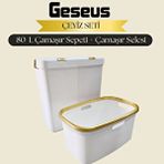 Geseus Gold Ikili Dokunmatik 80 Lt Çamaşır Sepeti Çamaşır Selesi Çeyiz Seti-mt09