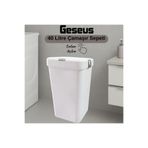 Geseus Gümüş Tekli Dokunmatik Çamaşır Sepeti Çöp Kovası Temizlik Kovası Kirli Sepet 40 Litre-MT008