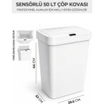 Geseus Sensörlü Çöp Kovası Fotoselli 50 Litre Büyük Boy Atık Kovas-Beyaz - yok