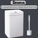 Geseus Sensörlü Otomatik Plastik Çöp Kovası 18 Litre + Deterjan Hazneli Silikon Klozet Fırçası Beyaz